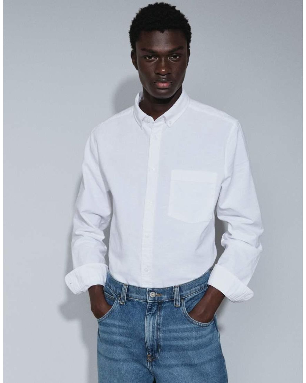 ASOS White Regular Fit Oxford Shirt for men