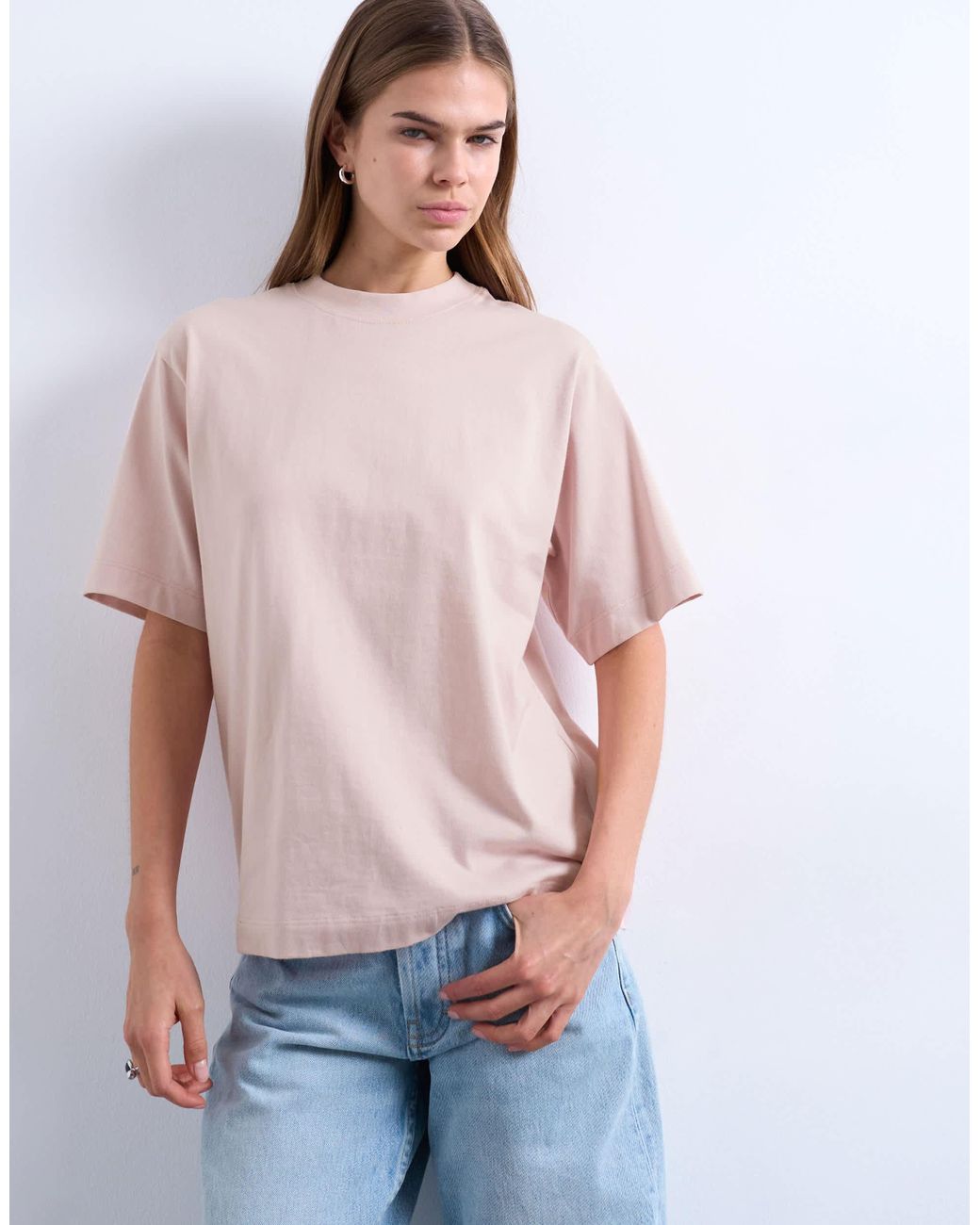 TOPSHOP Pink Premium Basic Short Sleeve Tee