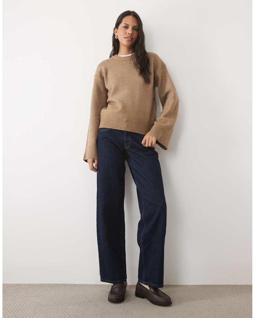 Threadbare Trui Met Brede Manchetdetails in het Natural