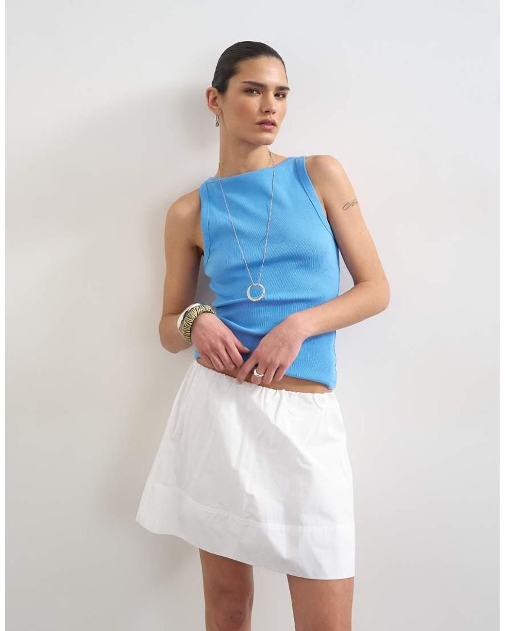 TOPSHOP White Mini Poplin Skirt
