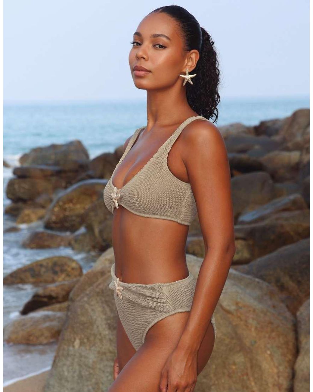Moda Minx Blue Baylys Scrunch Knot Bikini Top