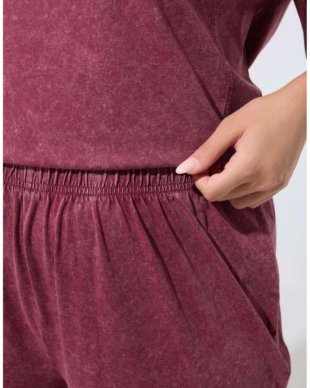 Yours Clothing Red Acid Wash Wide Leg Trousers