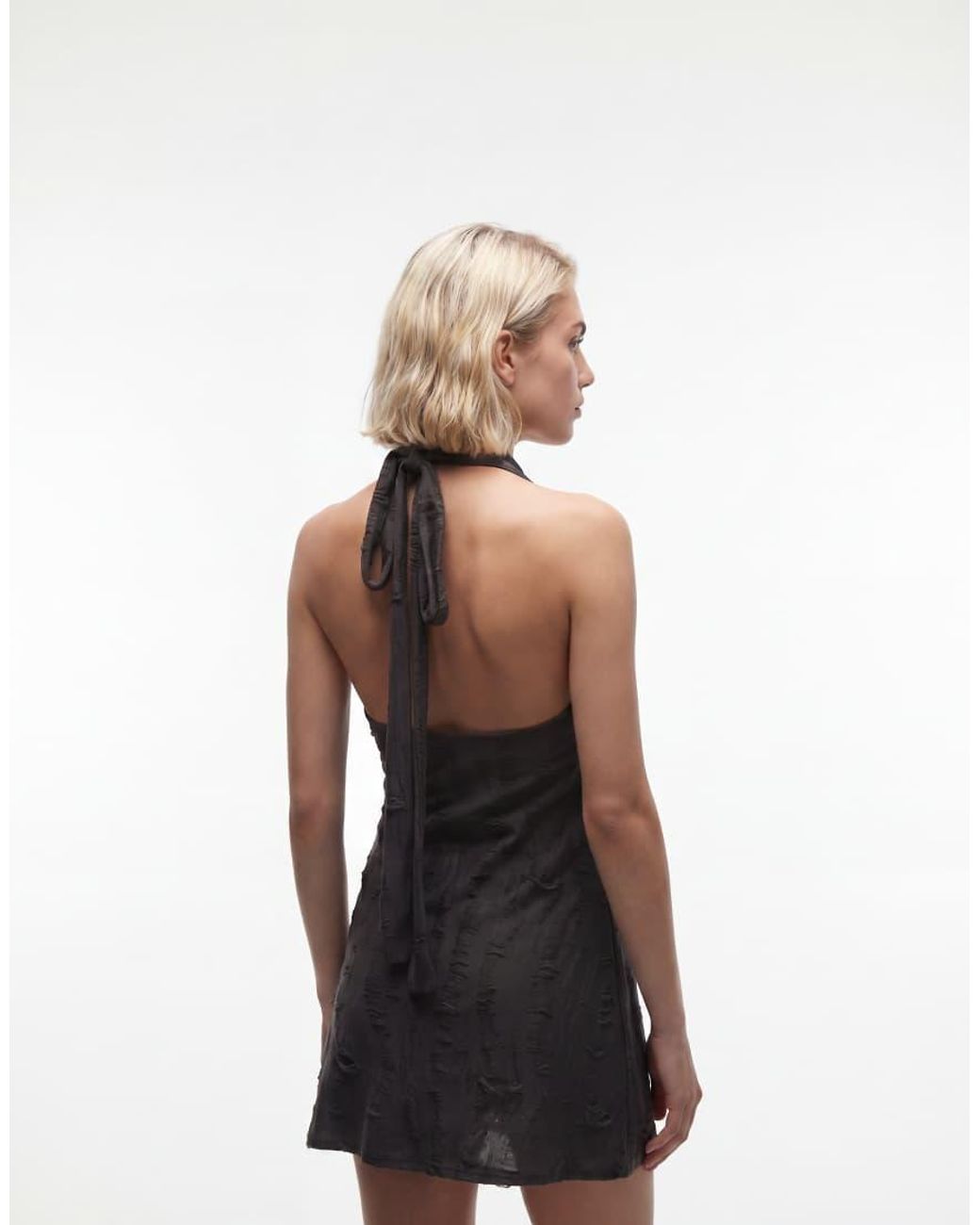 Weekday Natural Drape Halter Mini Dress