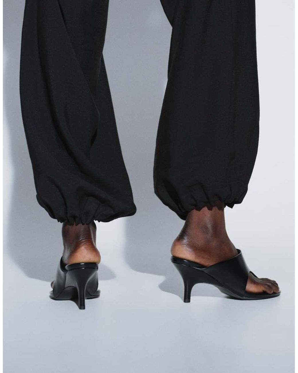 ASOS Black Ttya Lab Mid Heeled Toe Thongs