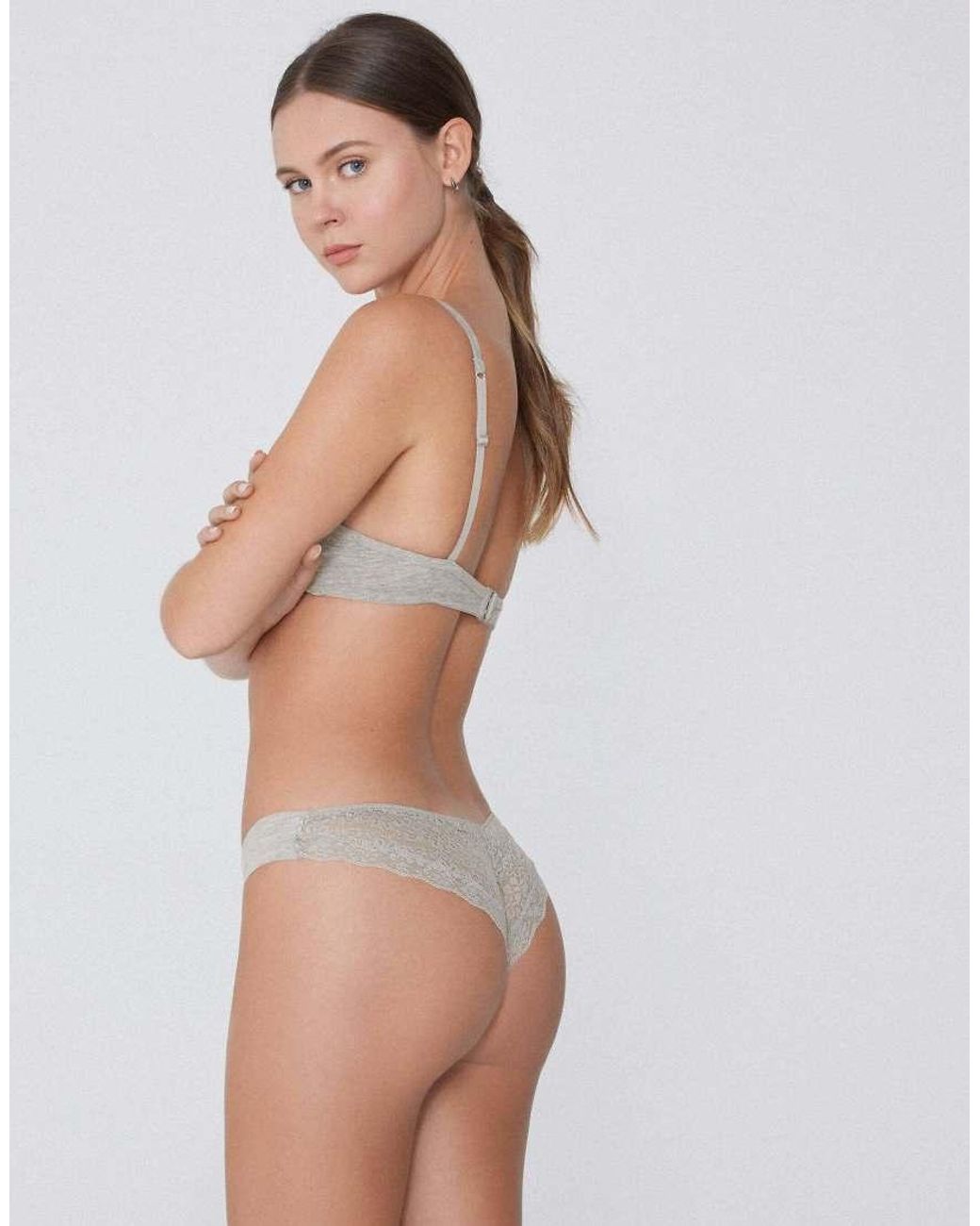 Tezenis Gray Laser Cut Brazilian Briefs
