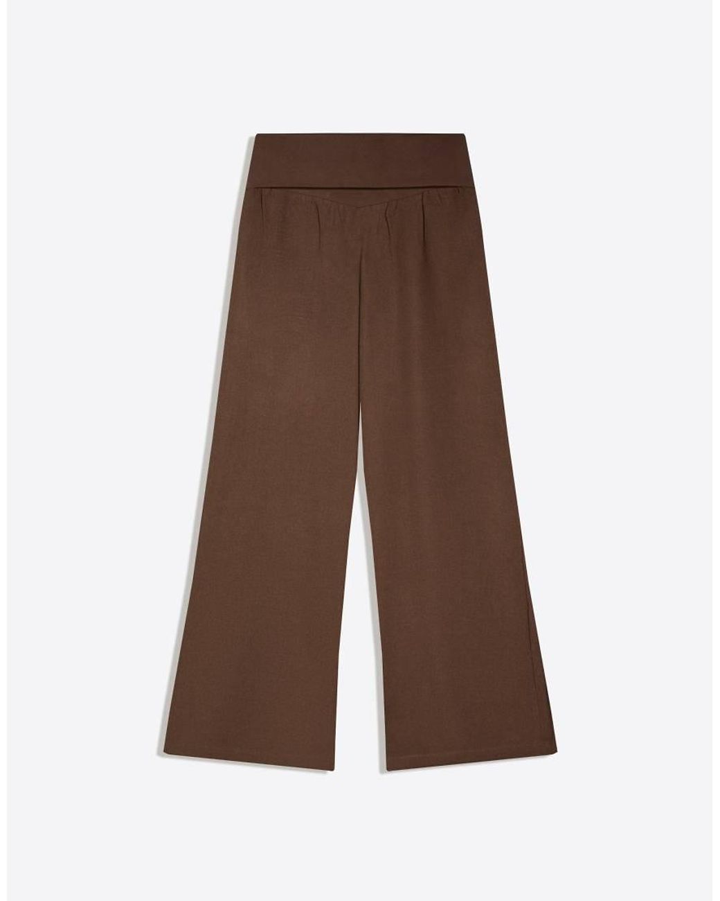 Bershka Brown Tall Turn-up Waist Trousers