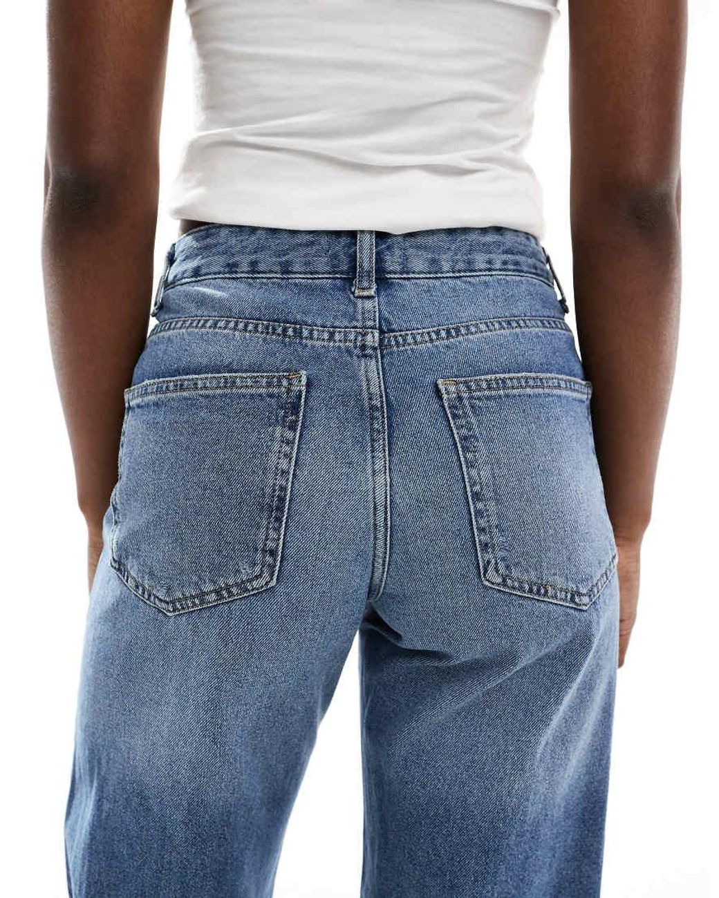 ONLY Blue Ella Wide Leg Fold Up Jeans