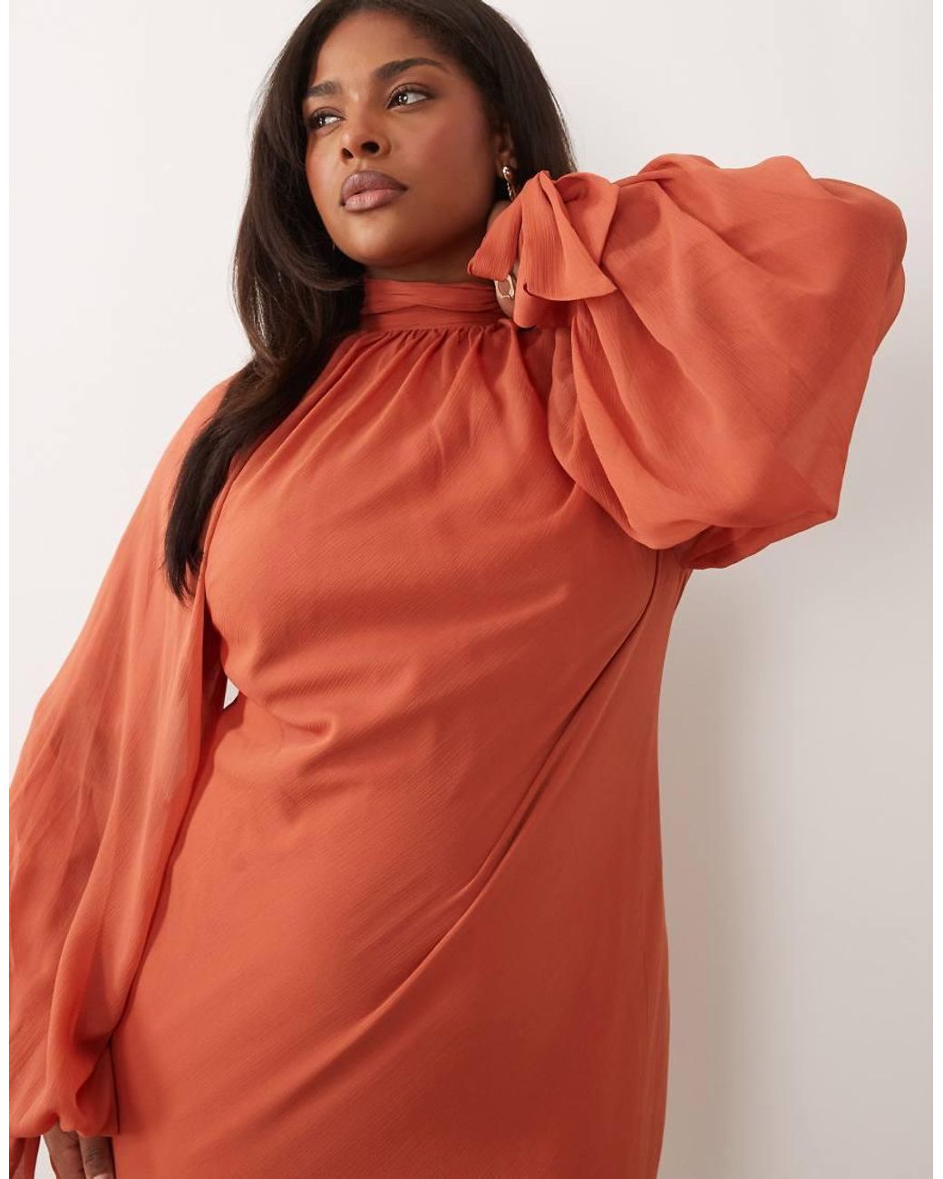 ASOS Red Asos Design Curve High Neck Maxi Dress With Godet Hem