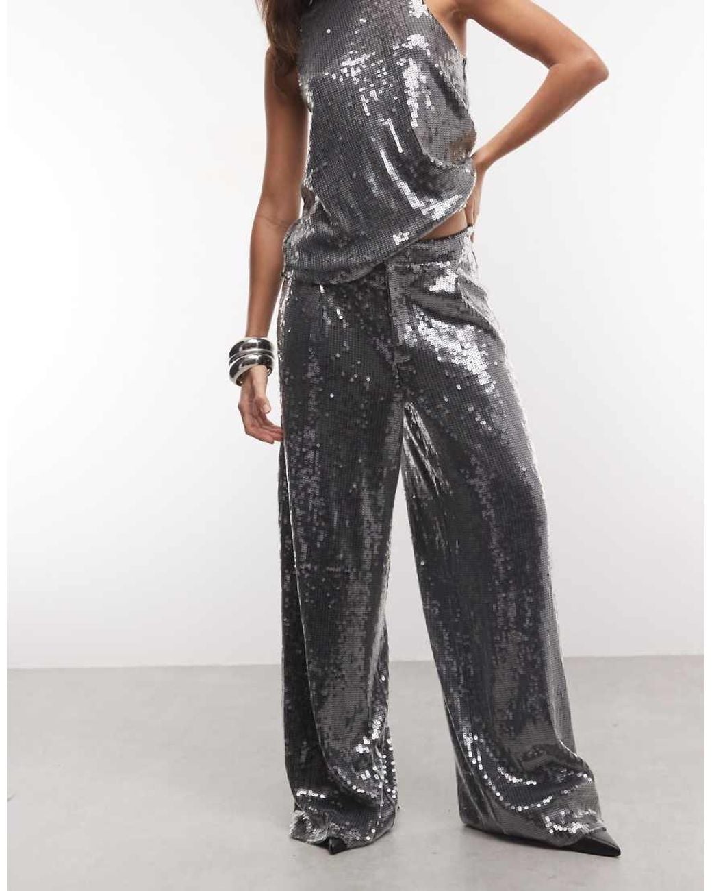 ASOS Black Co-ord Sequin Wide Leg Trouser