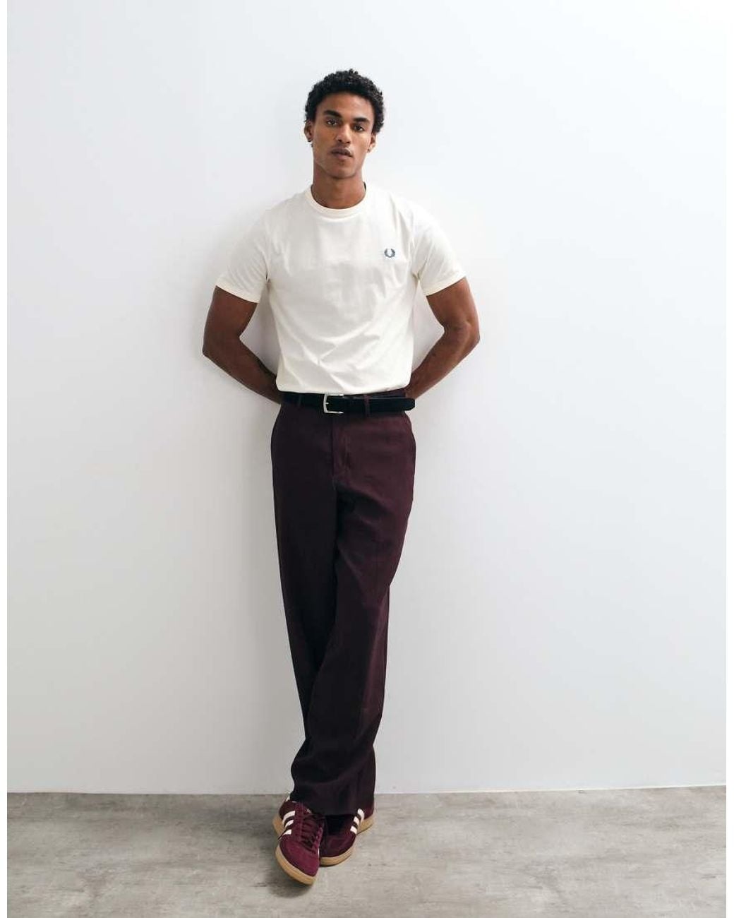 Fred Perry White Short Sleeve Logo Ringer T-Shirt for men