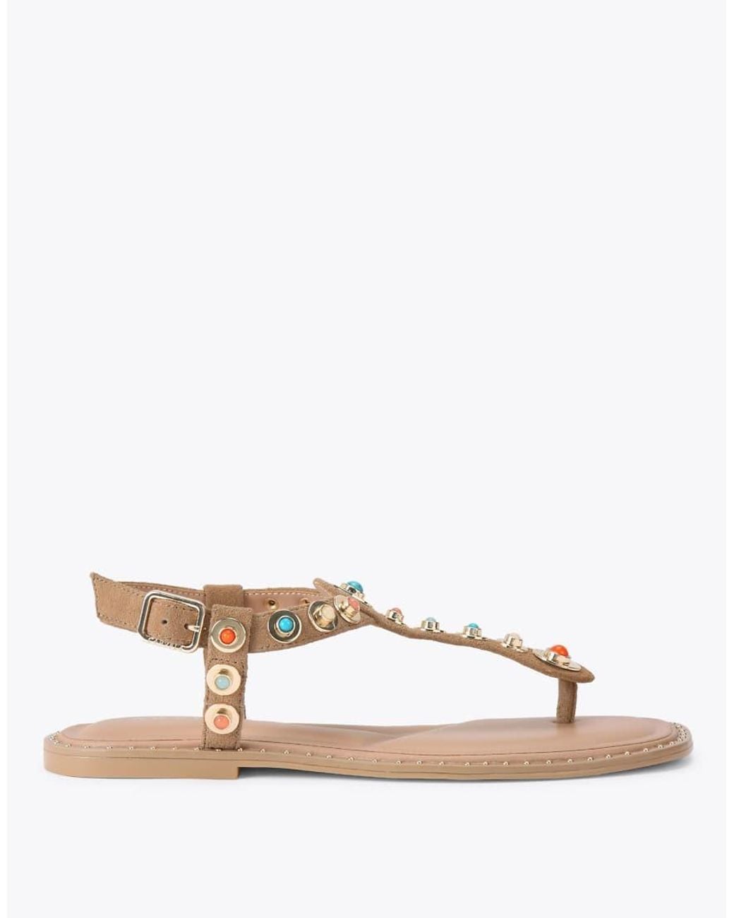 Carvela Kurt Geiger Natural Amalfi T Bar Sandal Flat Sandals
