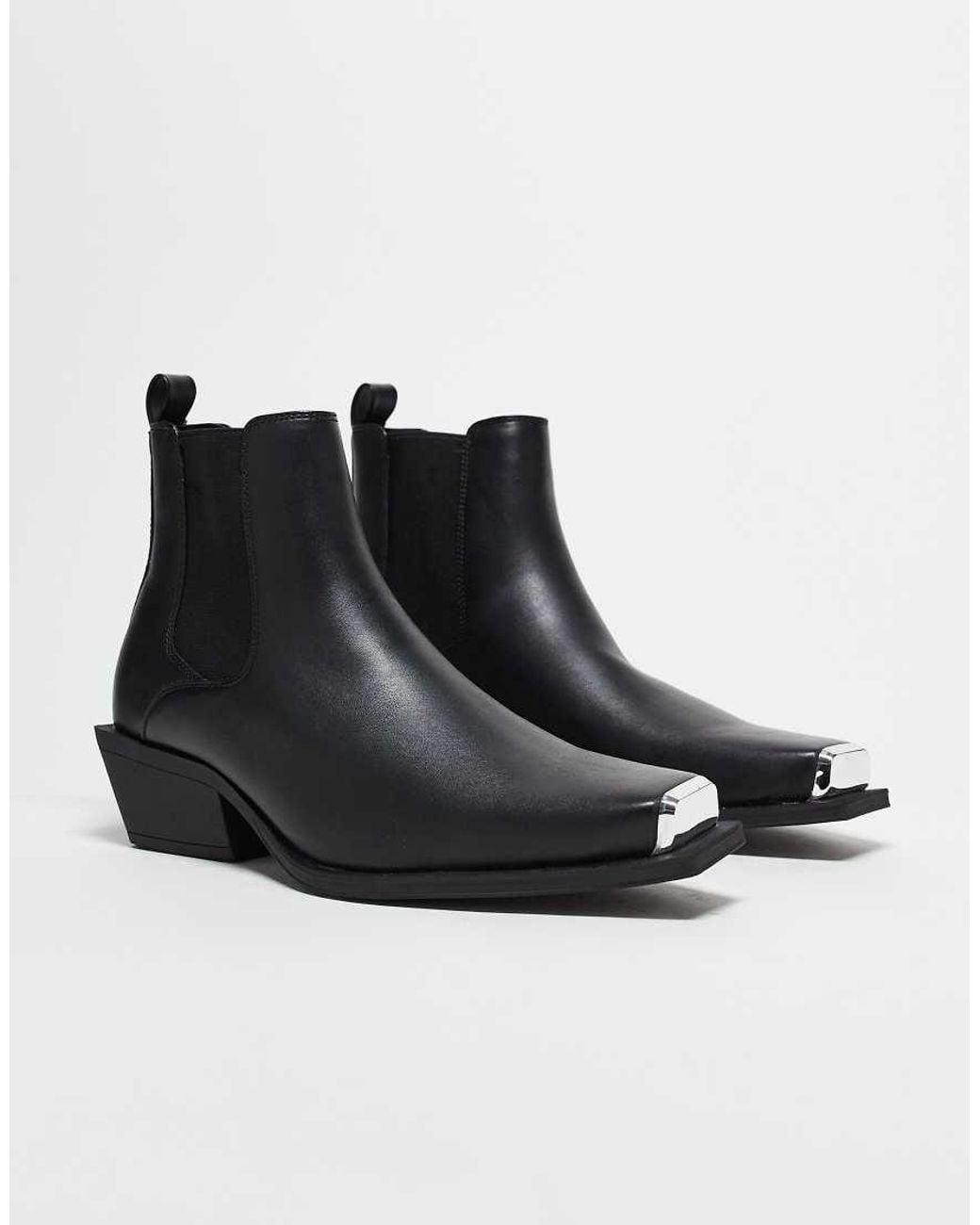 ASOS Black Cuban Heel Western Chelsea Boots for men