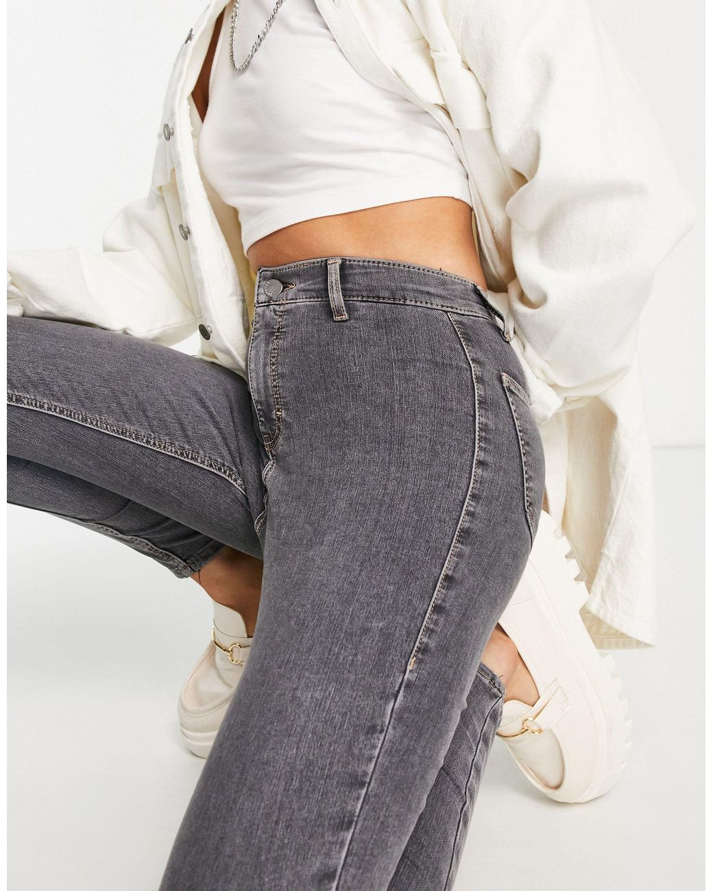 TOPSHOP – joni – jeans in Grau | Lyst DE