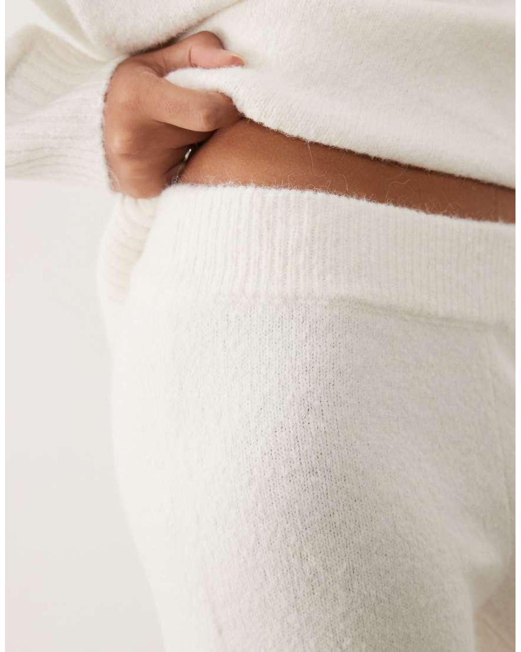 4th & Reckless Natural Fluffy Knitted Wide Leg Trousers Co-Ord