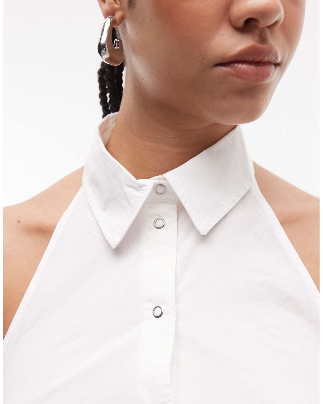 Camicia Button-Down Senza Maniche Bianca di Weekday in Blue