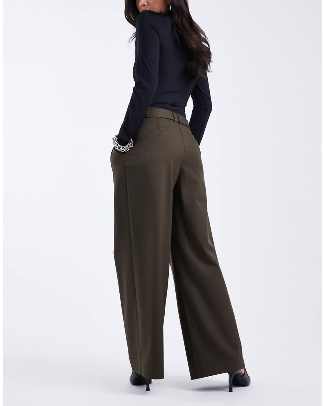 ASOS Blue Tailored Low Belted Wide Leg Trousers