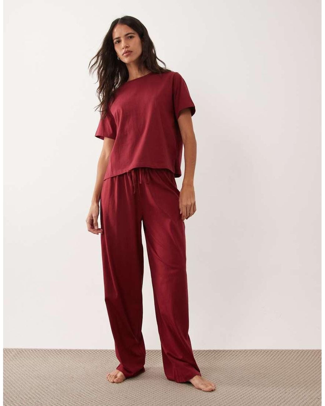 ASOS Red Mix And Match Cotton Oversized Pyjama Tee
