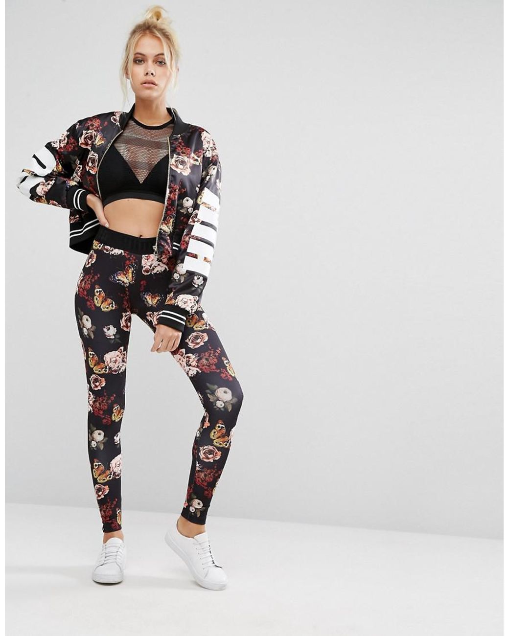 PUMA Exclusive To Asos Floral Print Bomber Jacket in Black | Lyst