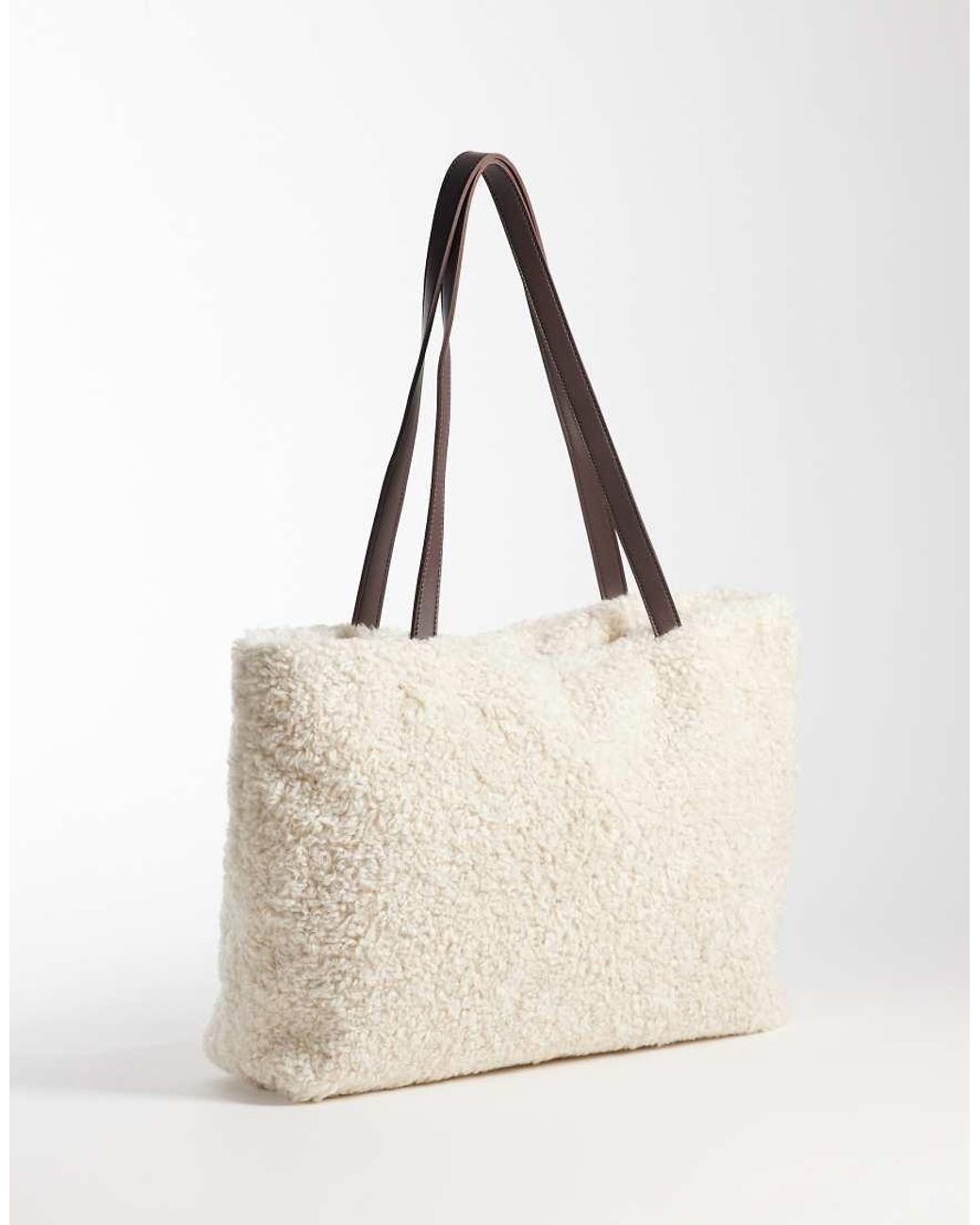 PASQ Natural Faux Fur Tote Bag