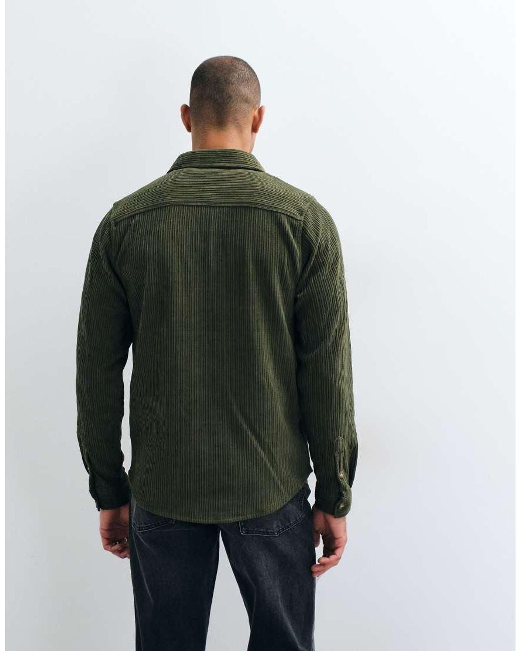 Brave Soul Green Studio Cord Shirt for men
