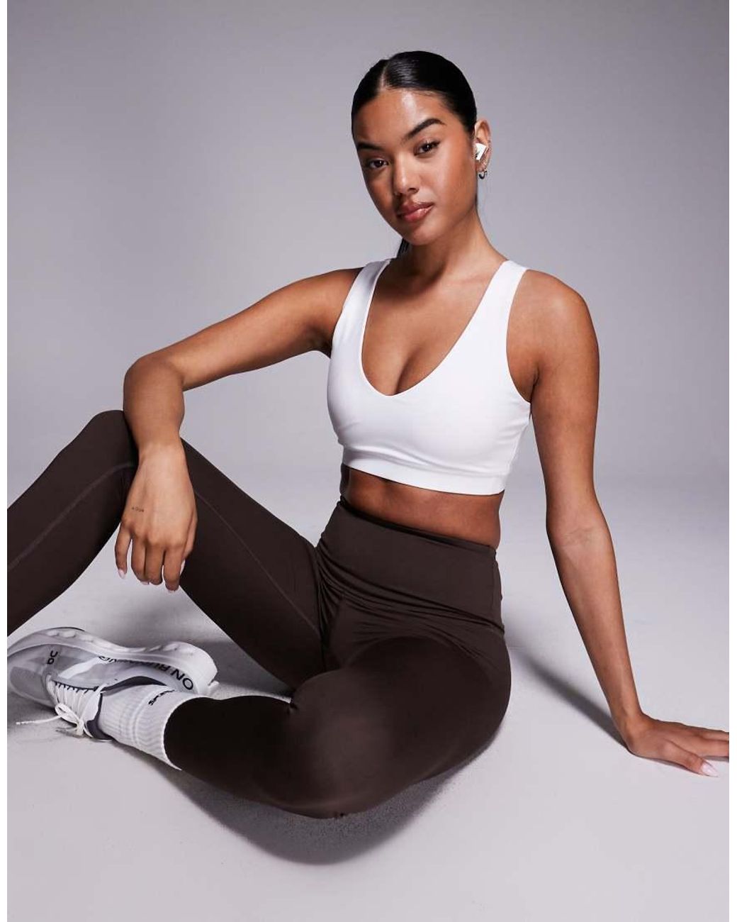 4505 White Racer Back Medium Support Sports Bra