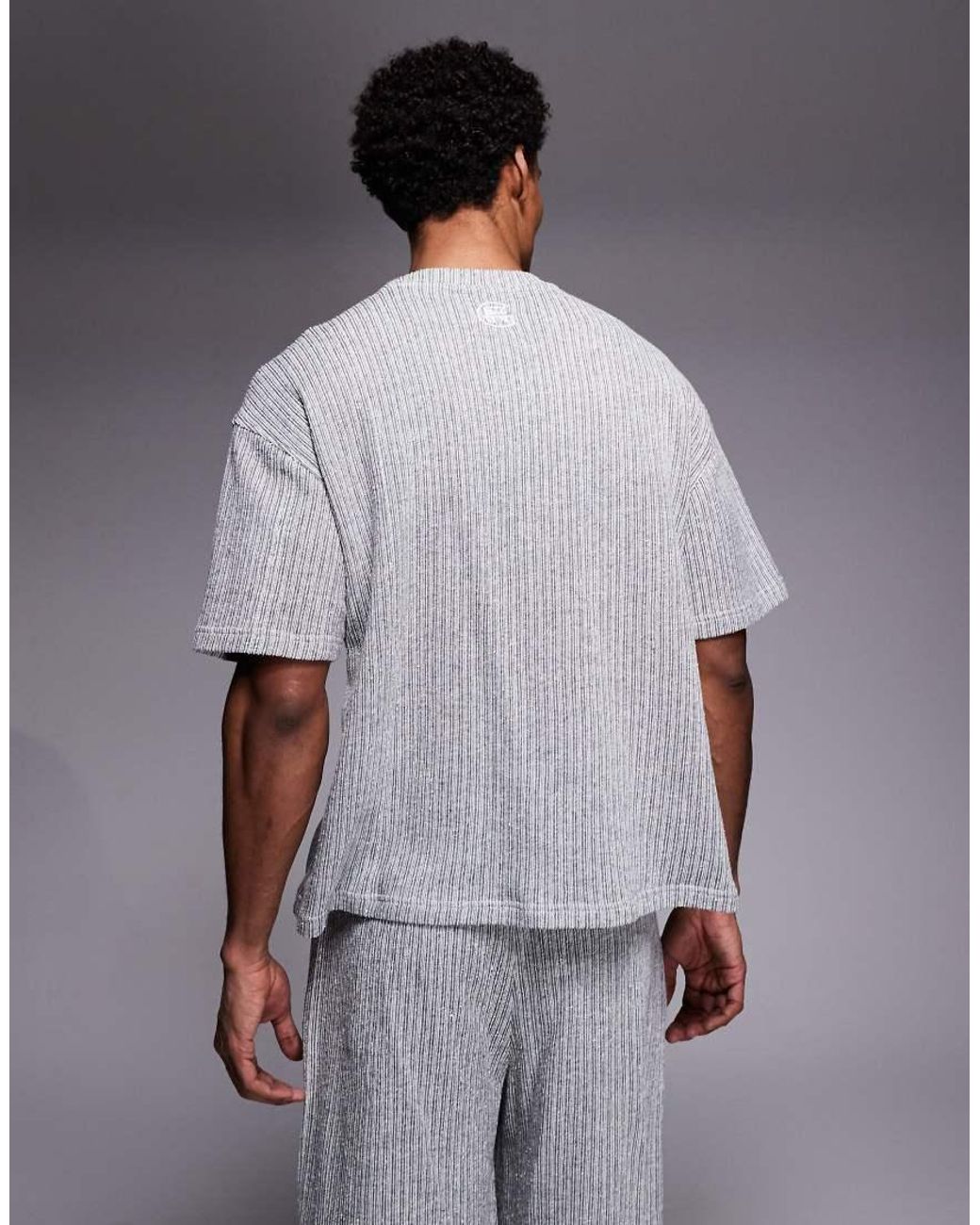 Good For Nothing Gray Knitted Boxy Oversized T-shirt for men