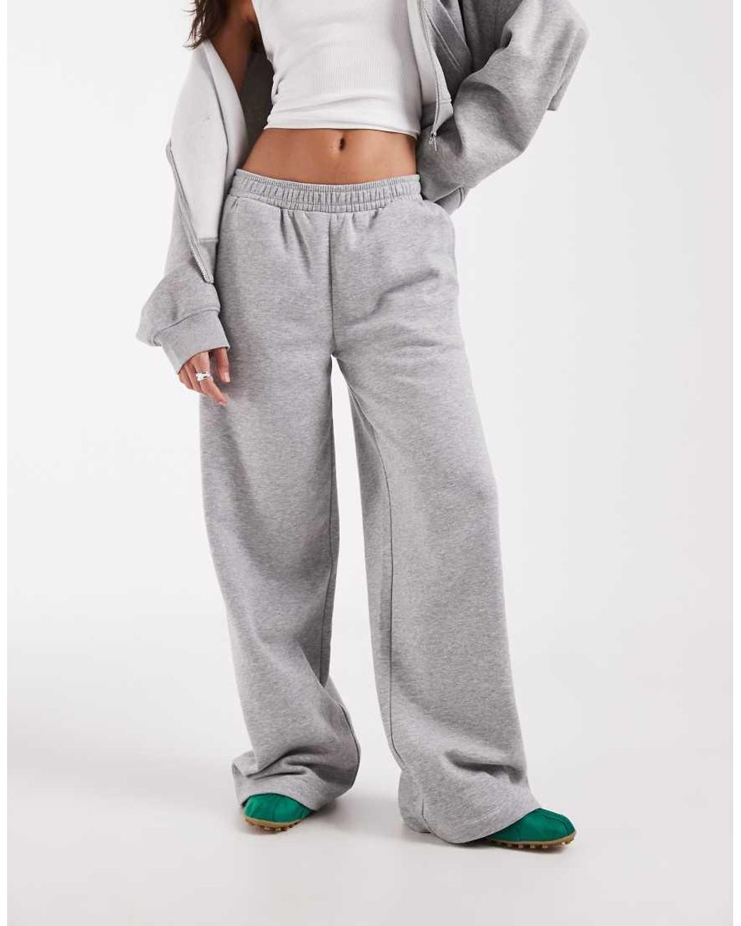 ASOS White Wide Leg Brushback Joggers