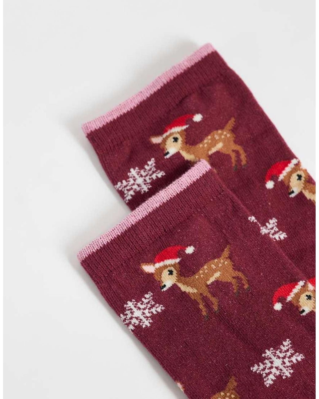 Accessorize Red Christmas Reindeer Socks