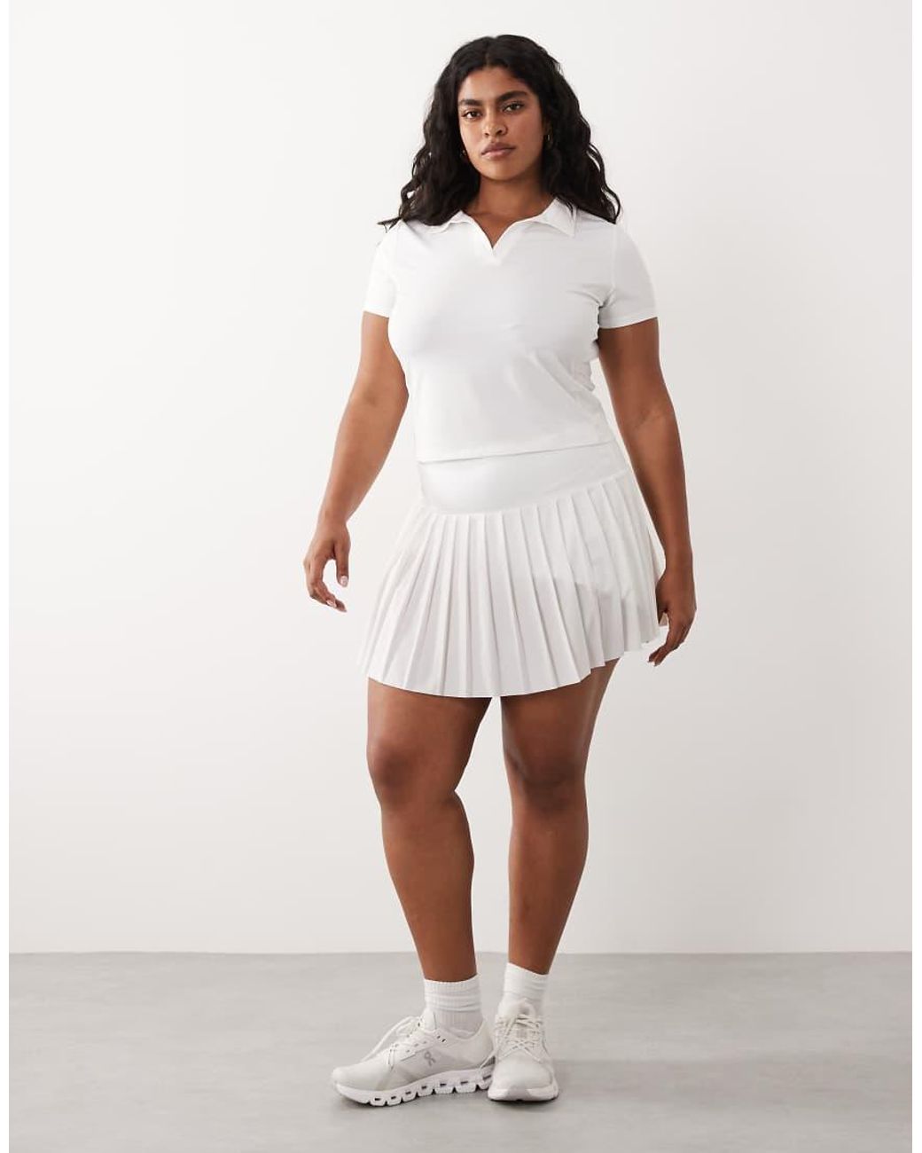 4505 White Curve Active Short Sleeve Tennis Polo Top