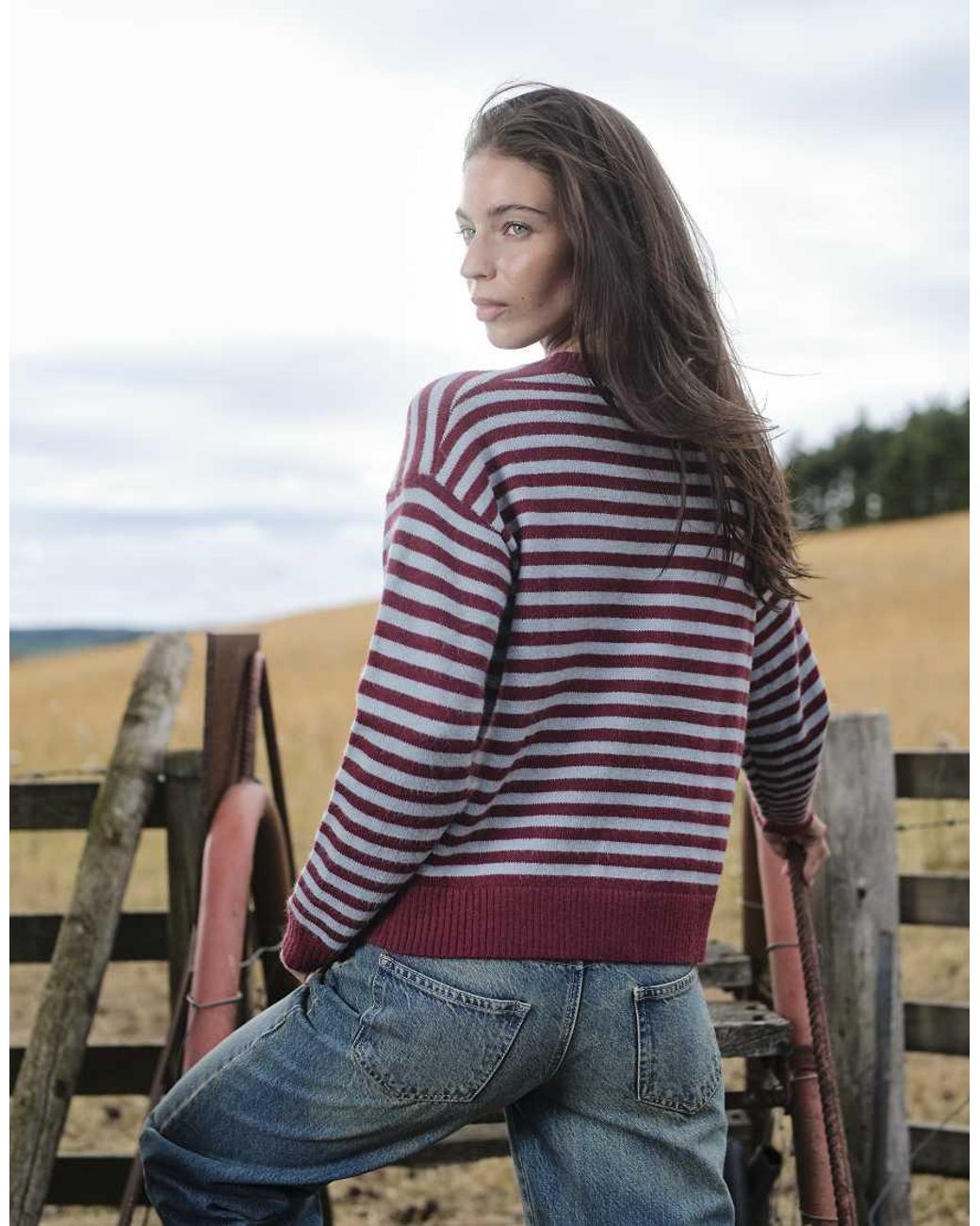 Daisy Street Purple Boxy Fit Contrast Placket Cardigan