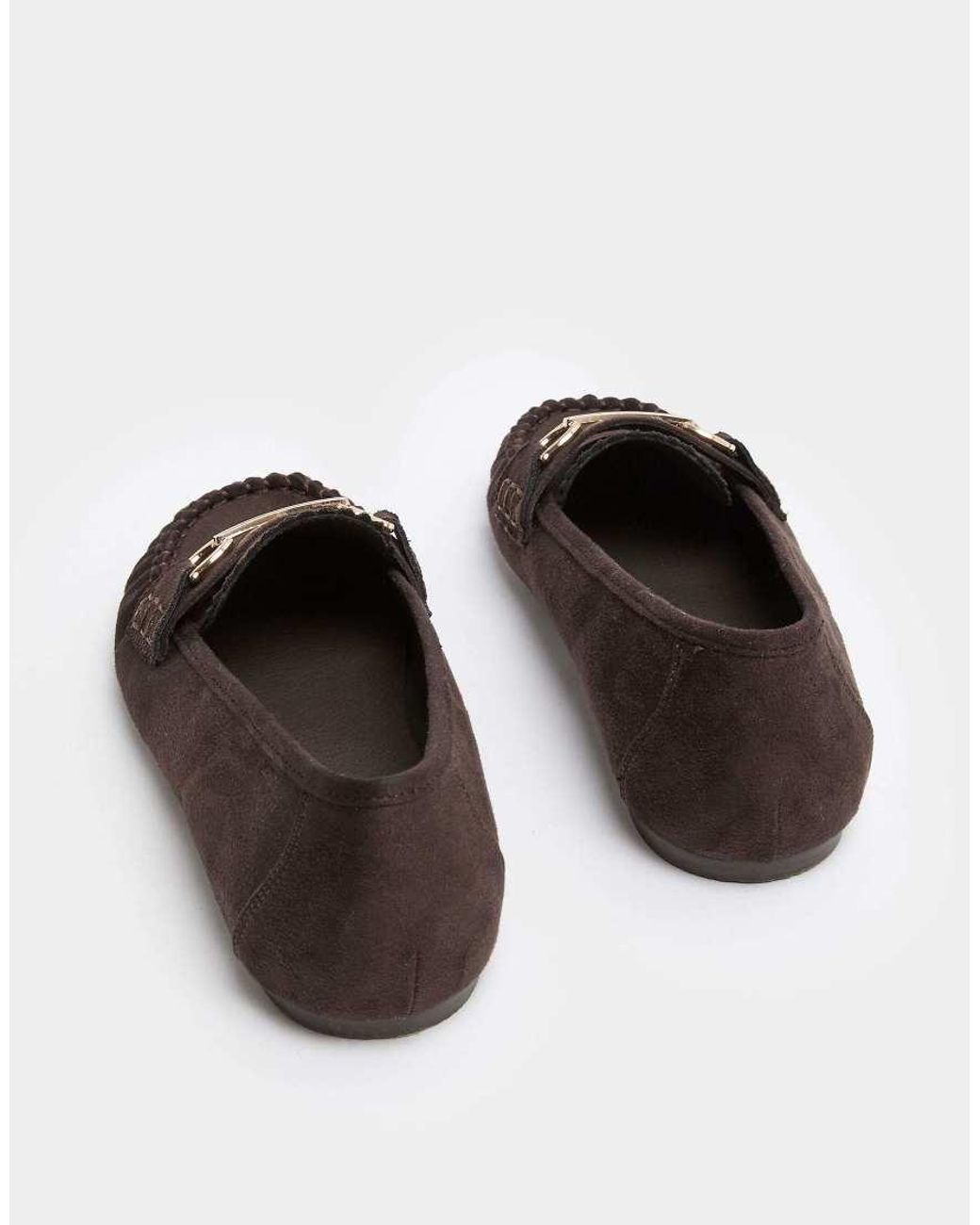 Yours Clothing Brown Faux Suede Loafers