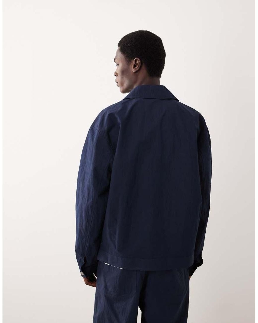 ASOS COLLECTIVE Blue Cotton Nylon Blend Shacket for men