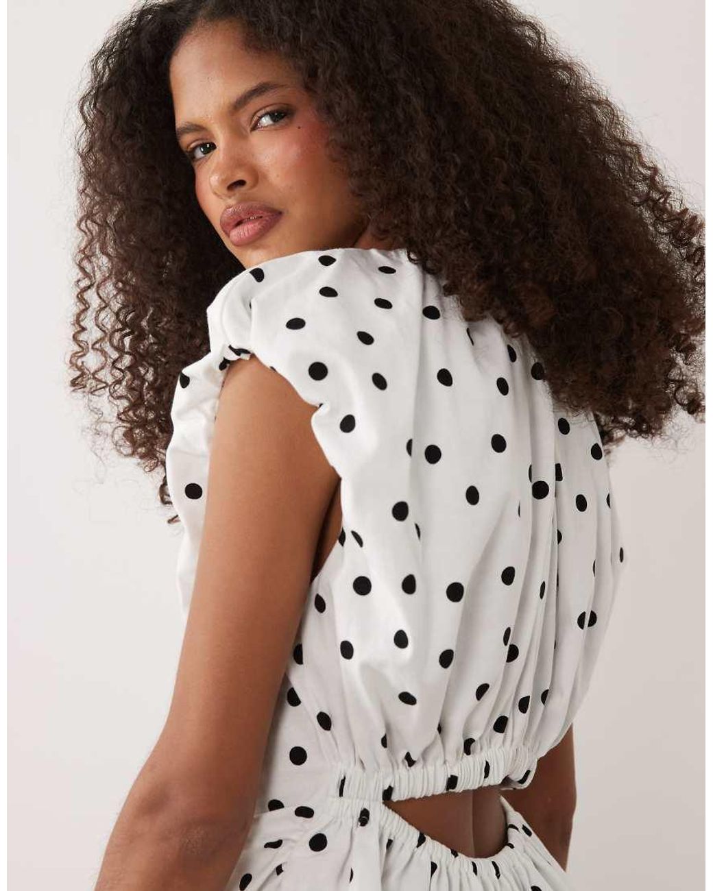 ASOS White Cap Sleeve Ruched Open Back Top