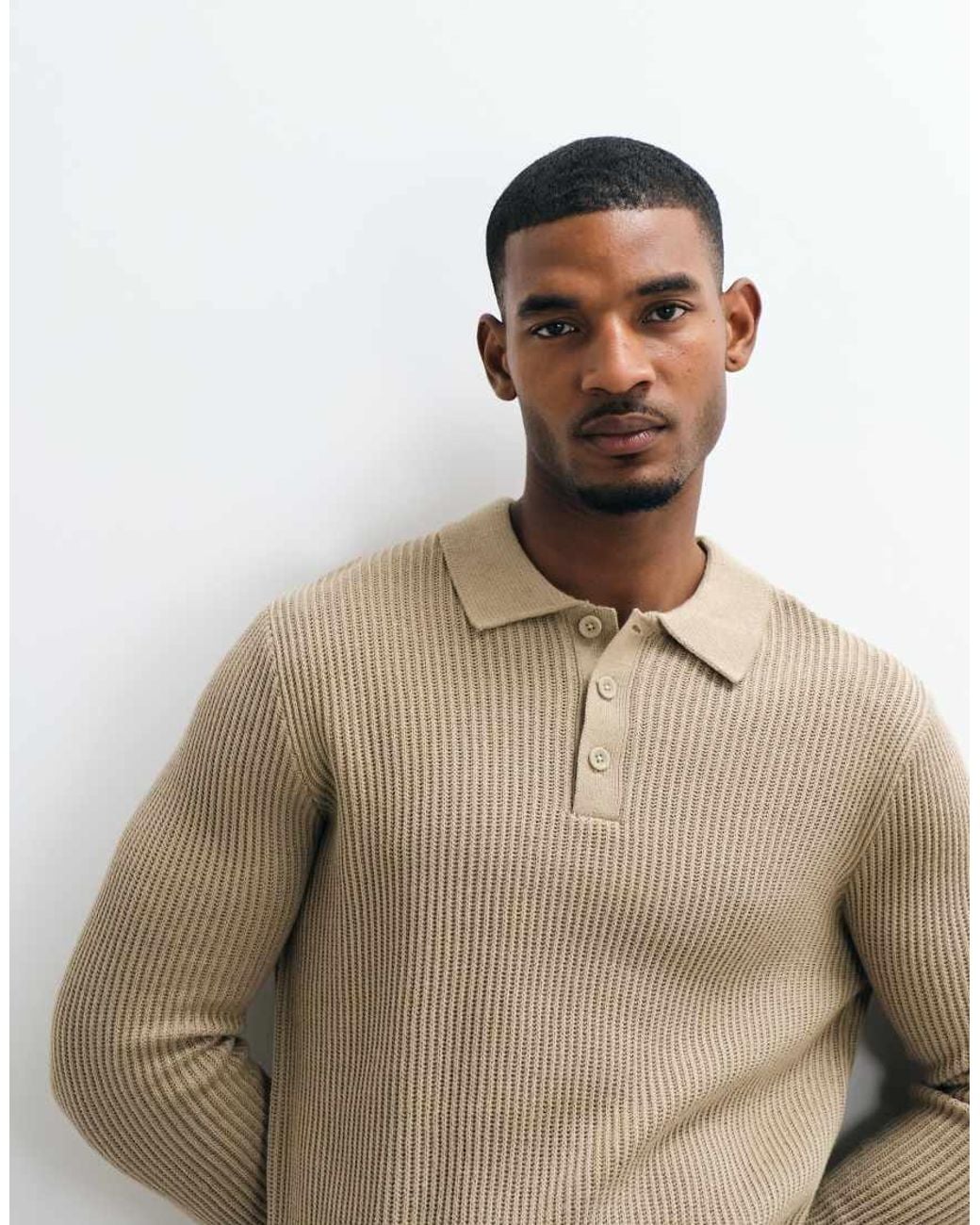 Jack & Jones Natural Fine Rib Polo Jumper for men