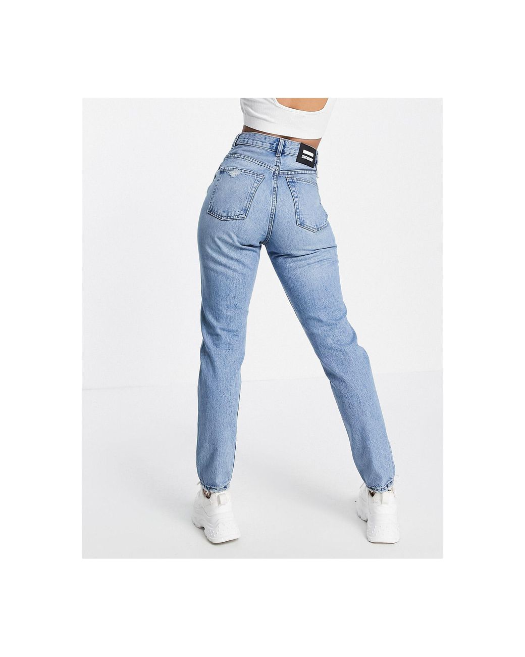 Dr. Denim Nora High Rise Mom Jeans With Ripped Knees in Blue | Lyst