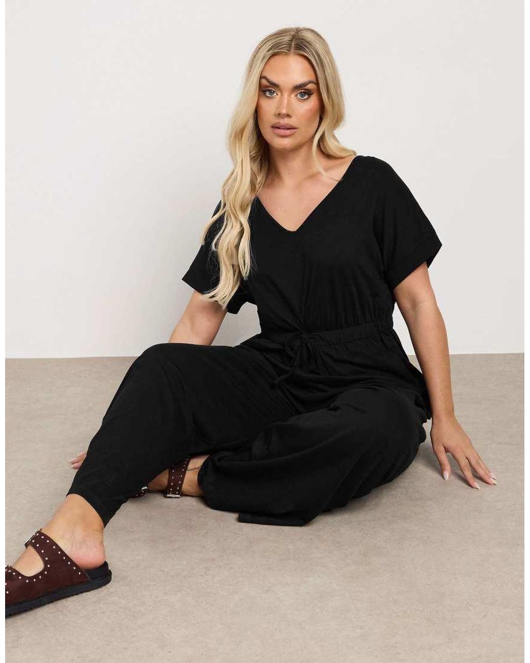 Yours Clothing Black Wide Leg Jumpsuit