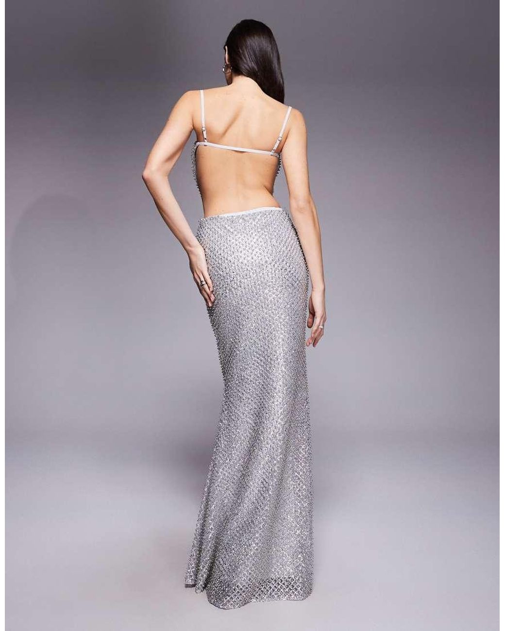 Oh Polly Purple Katalia Embellished Cut Out Backless Maxi Dress
