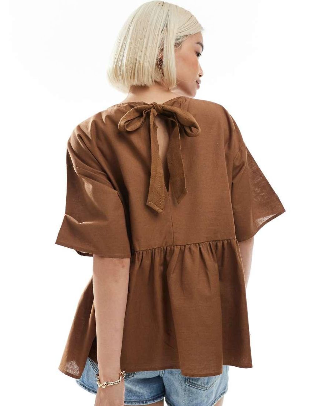 ASOS White Oversized Peplum Short Sleeve Smock