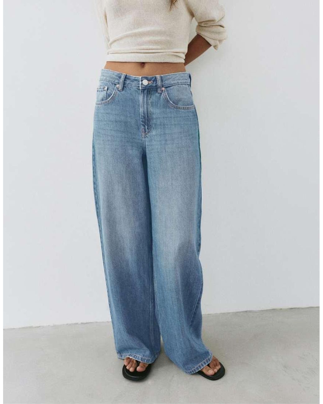 Pull&Bear Petite Oversized Baggy Jeans in het Blue