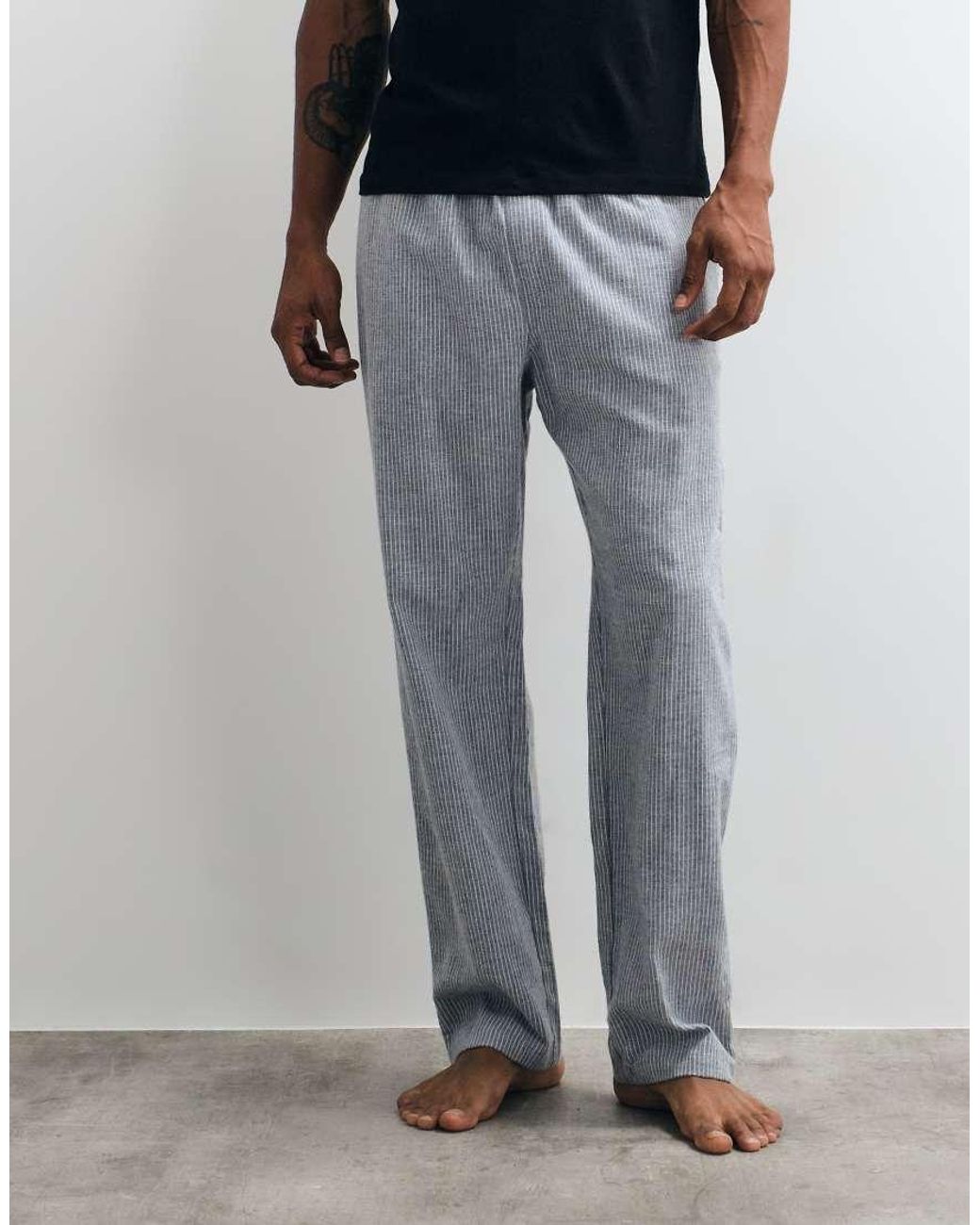 New Look White Stripe Pyjama Bottoms for men