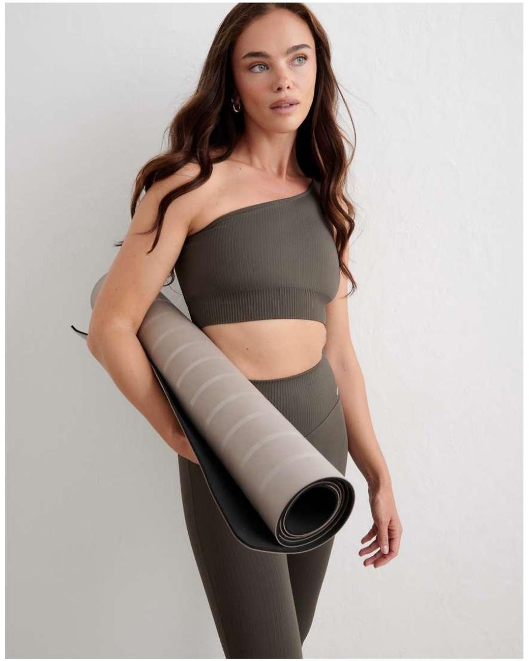 Aim'n Brown Dark Ivy Ribbed Seamless One Shoulder Bra