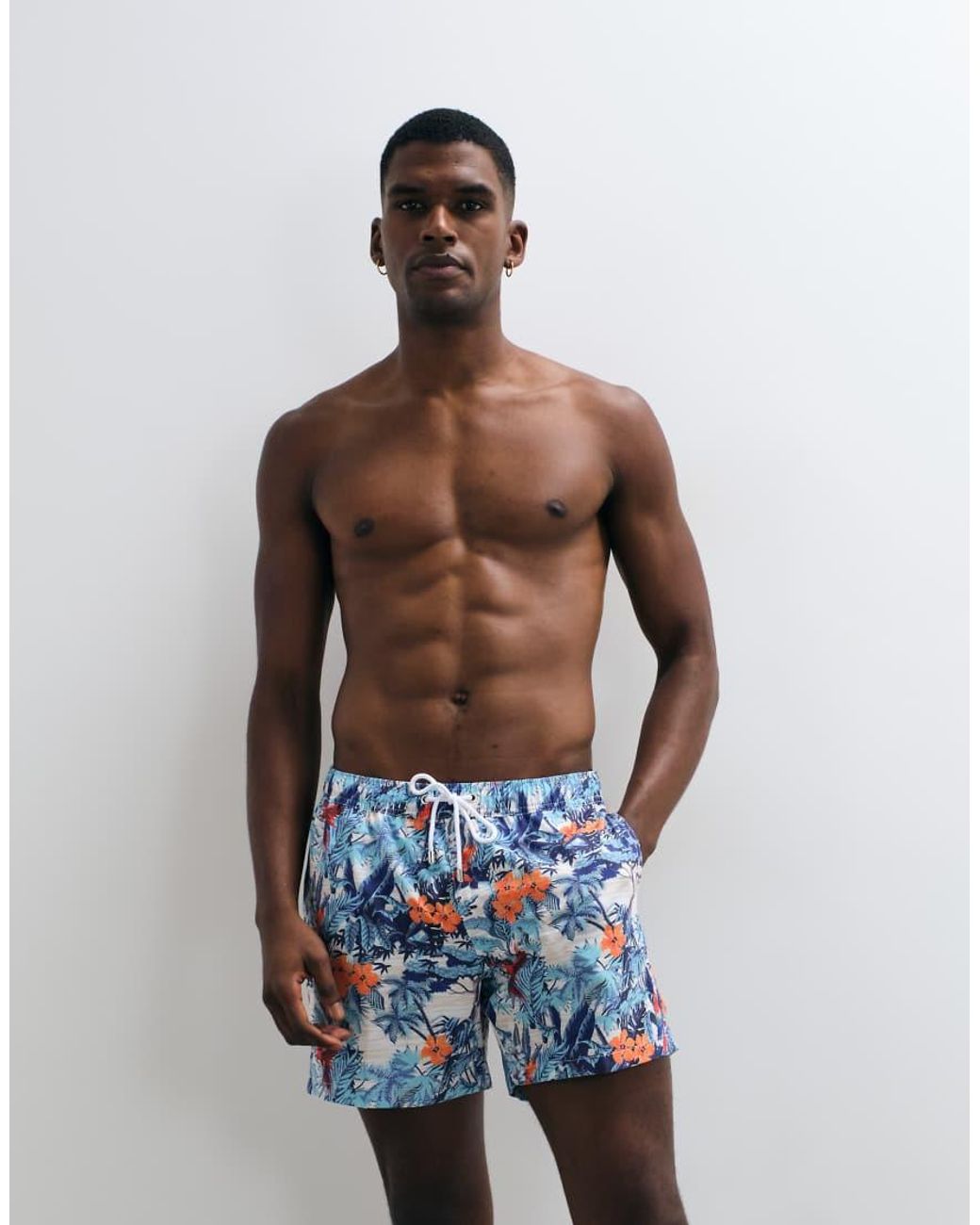 Panos Emporio Blue Classic Swimshort Hibiscus for men