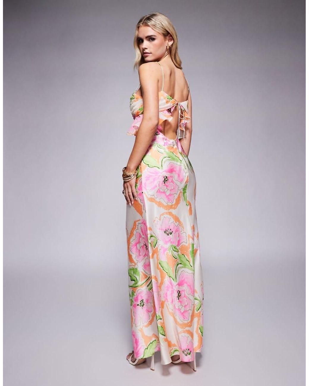 ASOS Multicolor Asos Design Petite Chiffon Bust Satin Cami Maxi Dress