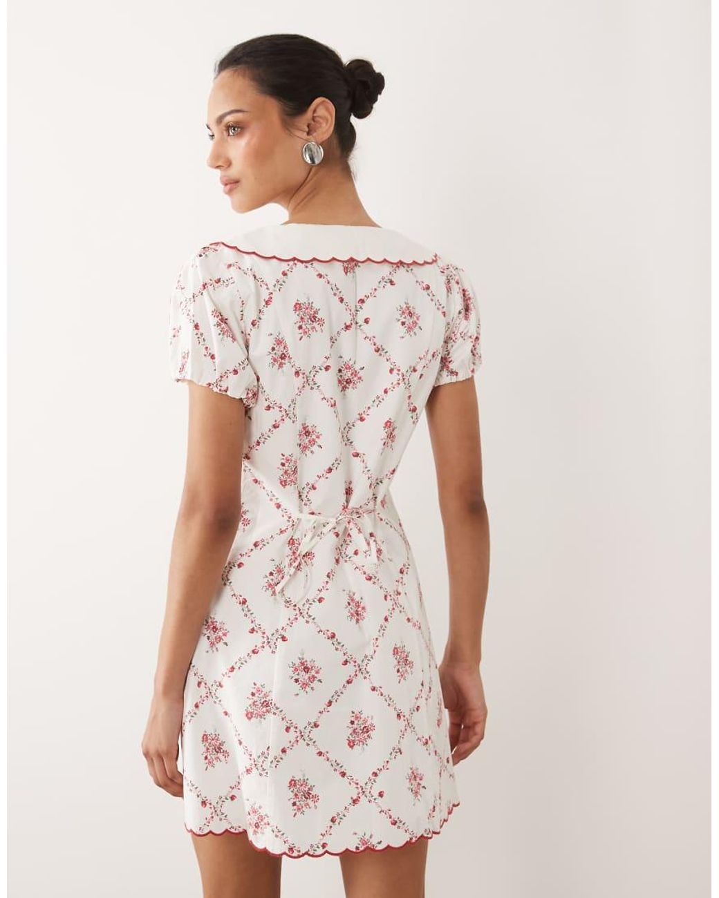 Abercrombie & Fitch White Collared Puff Sleeve Mini Dress