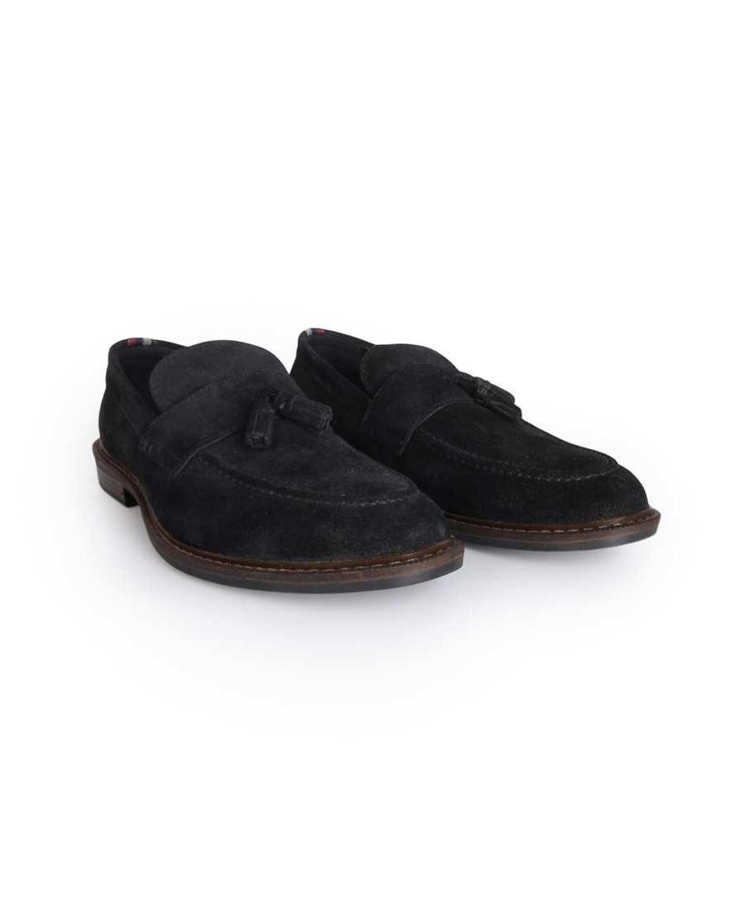 Thomas Crick Black 'Clinton' Leather Tassel Formal Loafer Shoes for men