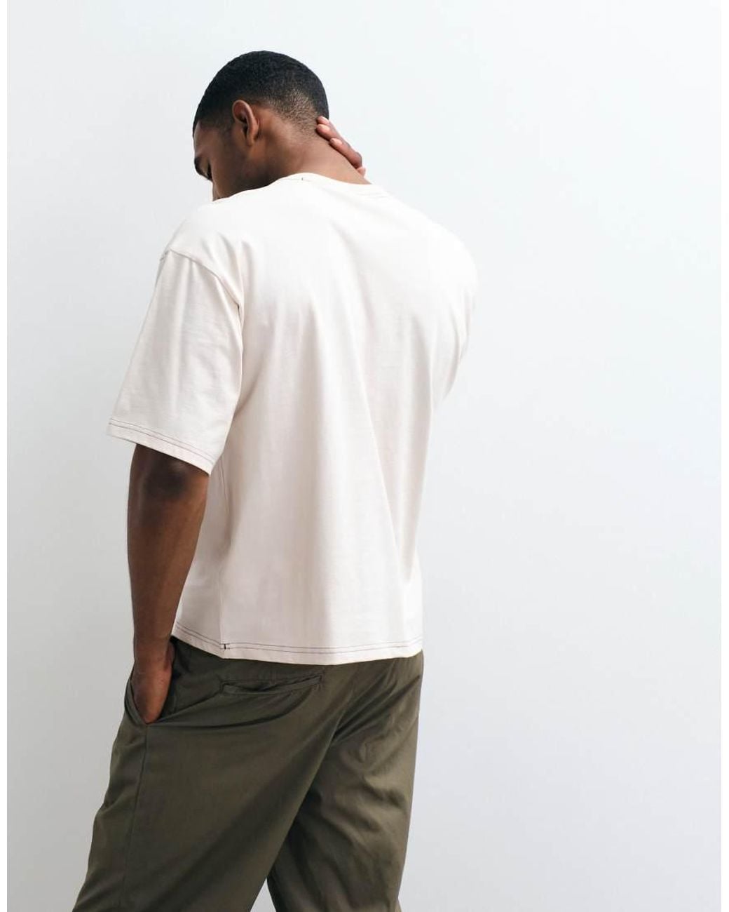 Adidas Originals White Oversized Contrast Stitch Tee for men
