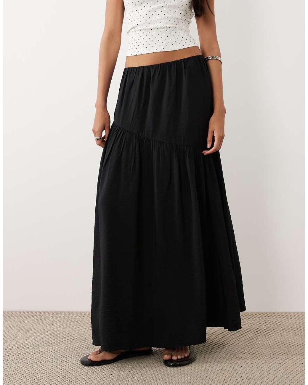 Gina Tricot White Dropped Waist Maxi Skirt