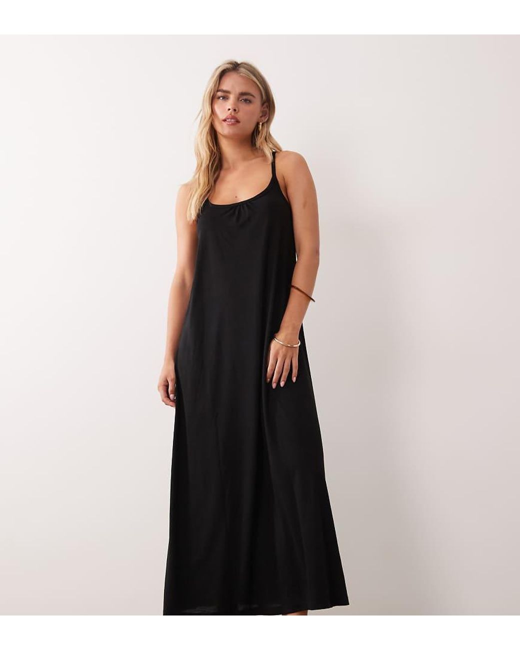 JDY Petite Black Back Tie Midaxi Dress