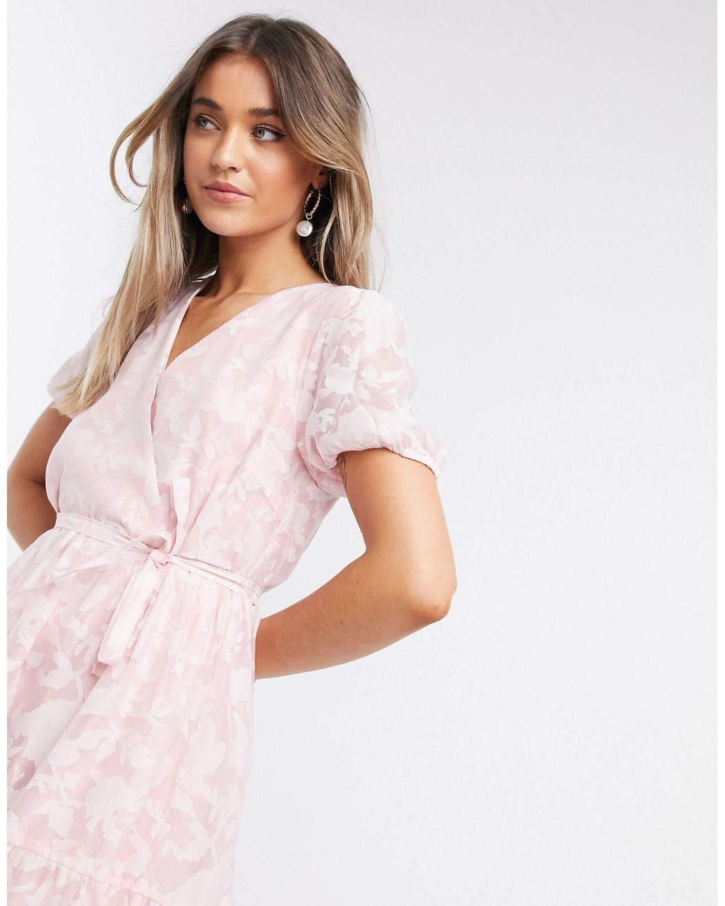 Vila Organza Maxi Dress With Puff Sleeves in Pink | Lyst