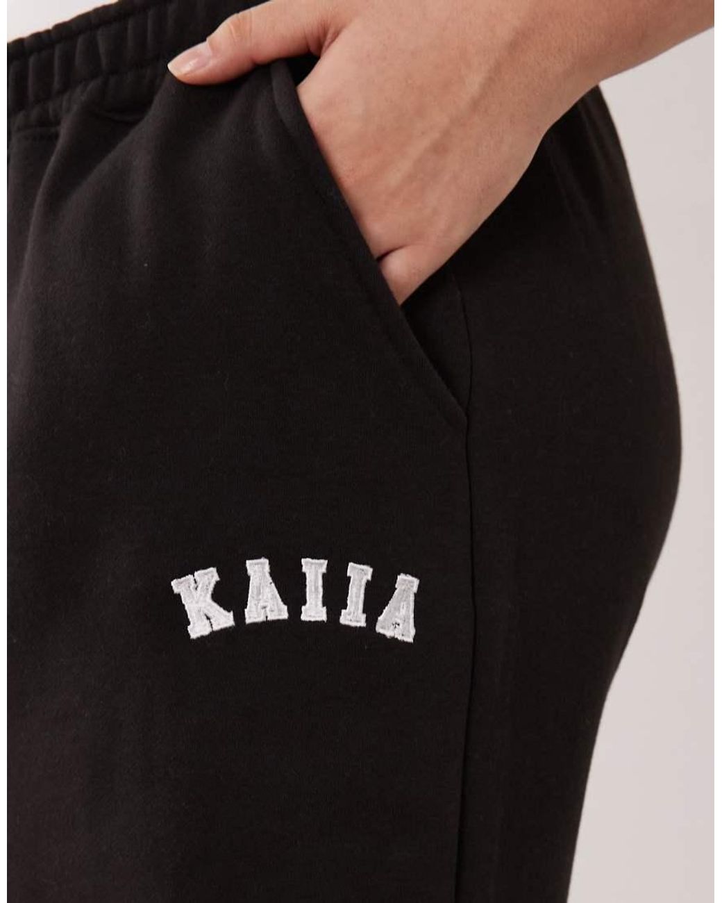 Kaiia Black Plus Cotton Blend Wide Leg Joggers Co-Ord